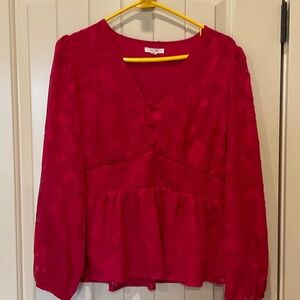 Elegant fuchsia V-Neck Women's Top